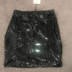 Black vinyl Misguided mini skirt